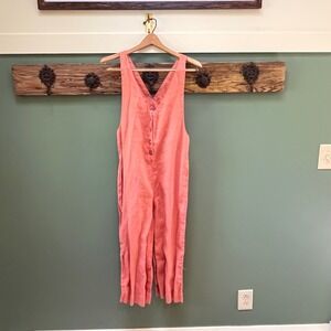 Rhythm Coral Linen Blend Button Front Jumpsuit Womens Size 2